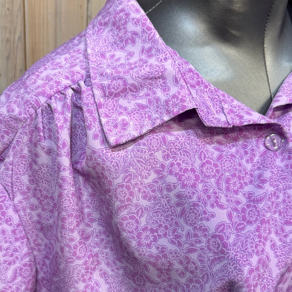 Woman Within Lavender Floral Button Down Shirt - Picture 7 of 8